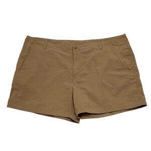 Sahalie Shorts Womens Size 22 Brown Flat Front Nylon Stretch 5" Inseam Hiking